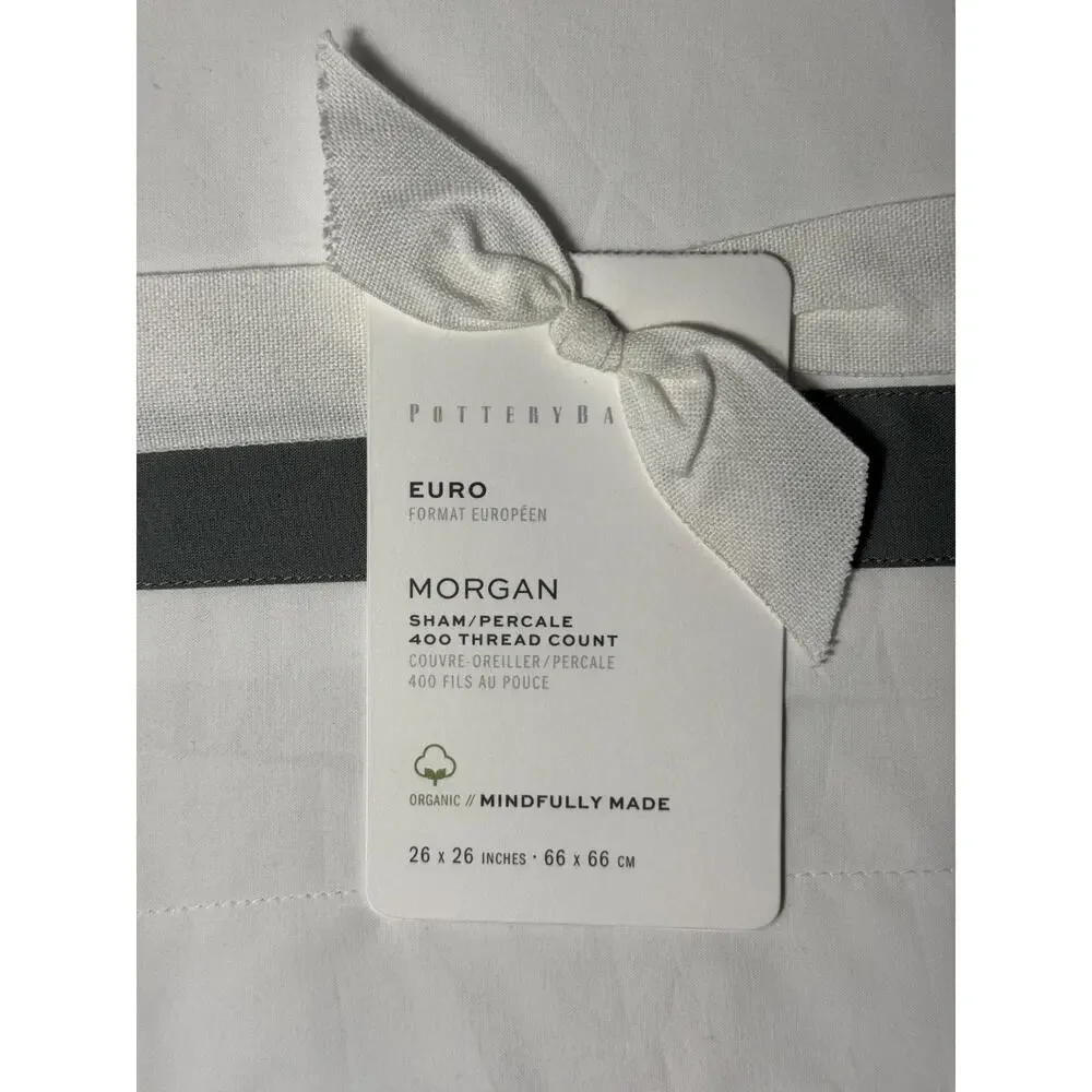 Pottery Barn Morgan Sham EURO 26x26 White Flagstone Gray 400 Thread Count